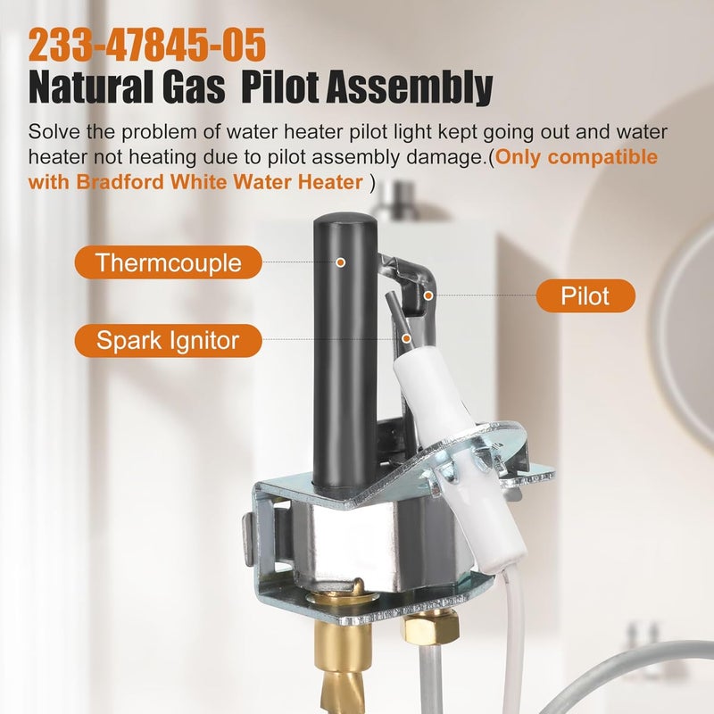 Miumoon 233-47845-05 Water Heater Pilot Assembly Compatible with Bradford White Water Heater, 233-47845-05 Pilot Assembly Replace for 415-47845-05, 233-47845-02A, 233-47845-03 Pilot Assembly - Image 2